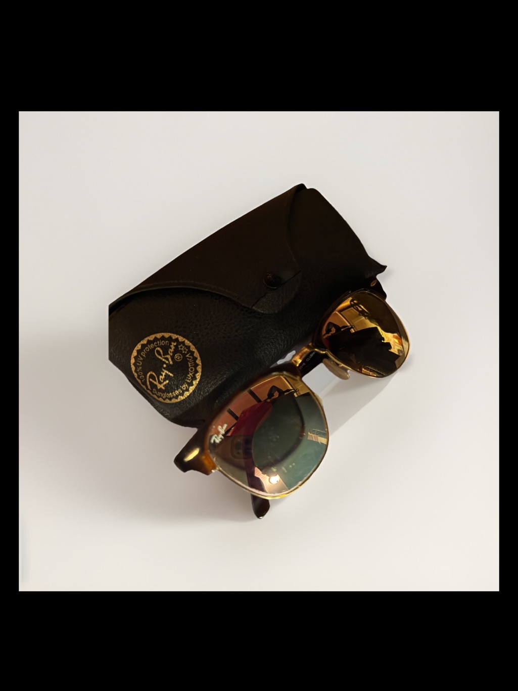 Ray-Ban Sunglasses Tortoise Frame With Gold Accents And Mirrored Lenses